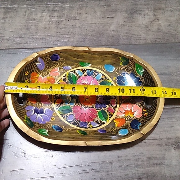 Vintage wooden trinket tray Mexican or Boho style - Picture 6 of 8